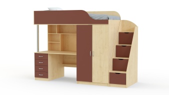 Кровать-чердак с рабочей зоной Мираж К7-4 BMS из МДФ
