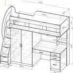 Чертеж Кровать-чердак с рабочей зоной Мираж 5 BMS